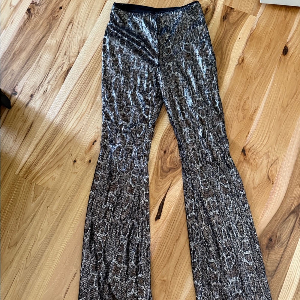 Snake Print Flared Pants